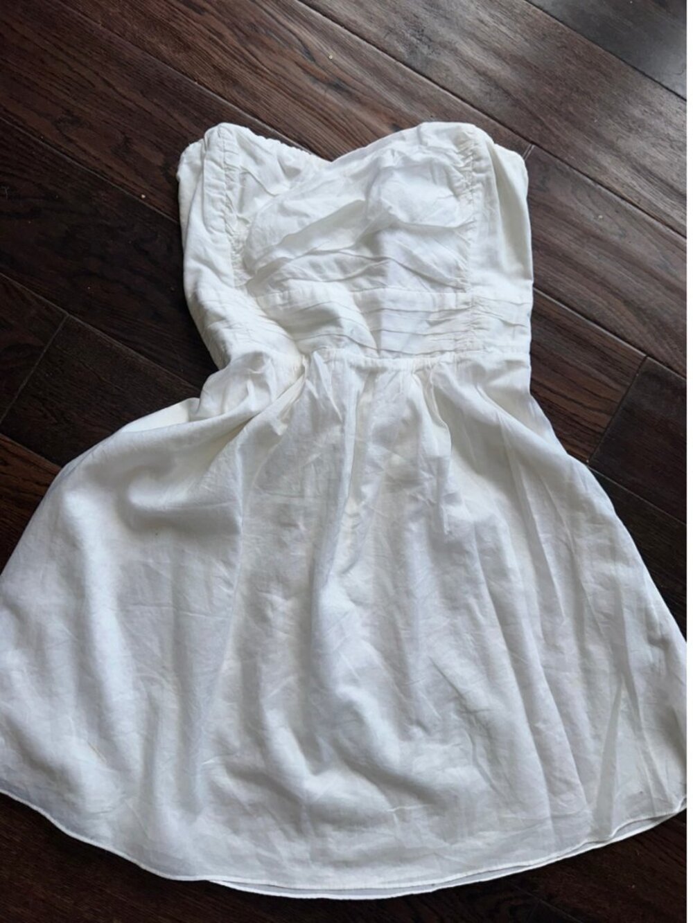Express White Strapless Ruched Smocked Mini Dress